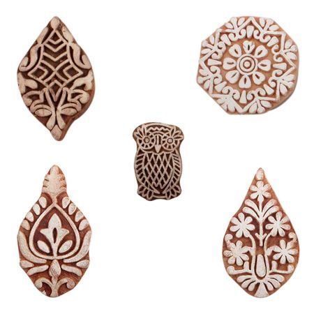 Set of 5 Piece New Mix Wooden Printing Blocks